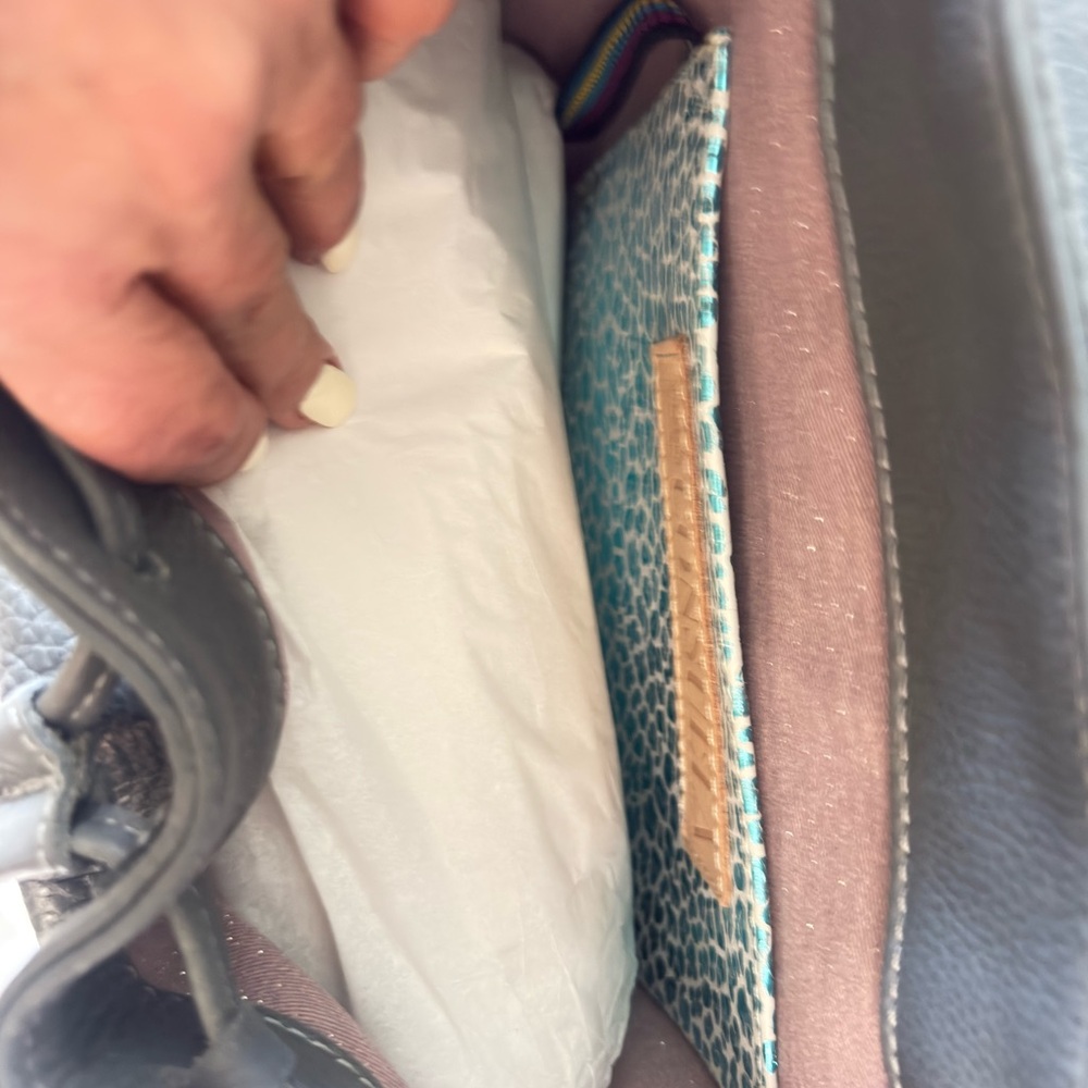 Consuela Gray Pebbled Leather Drawstring Backpack Keanu - Picture 3 of 8